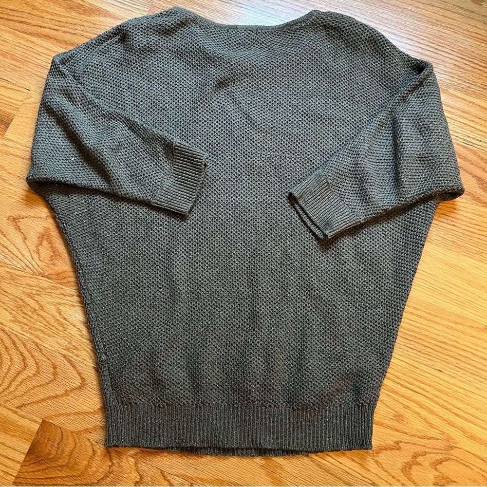 1.2.3. Paris olive green and gold knit sweater size small